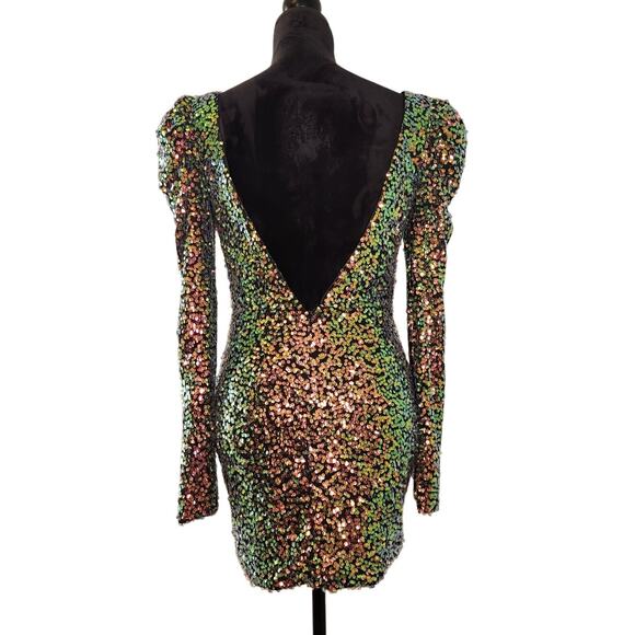 ALYCE PARIS V-Back Long Sleeve Dress in Dragon Scale, Size 6 - Picture 3 of 15